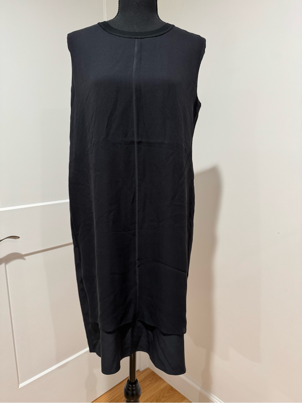 Vince Silk Sleeveless Black Shift Dress - Classic Minimalist